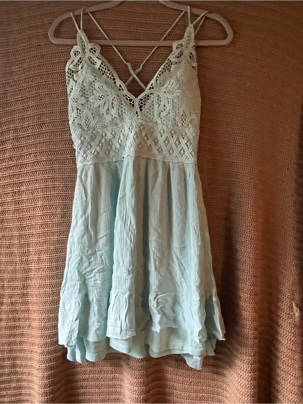 J for Justify Light Blue Lace Bodice Mini Dress